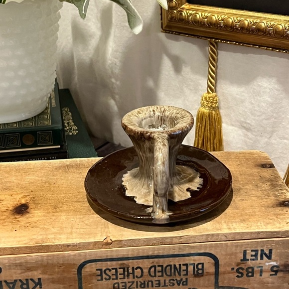 🤎EVANGELINE – Vintage Ceramic Candle Holder Brown & Cream – Canada 186 - Picture 3 of 9